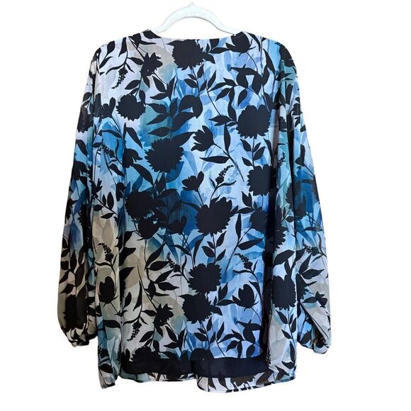 Calvin Klein Top Womens 2X Multicolor Floral Print Flowy Blouse Ladies - Picture 6 of 9